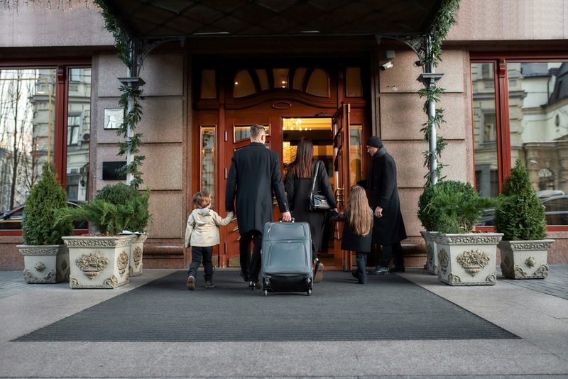 Hotel entrance, illustrating hotel security service